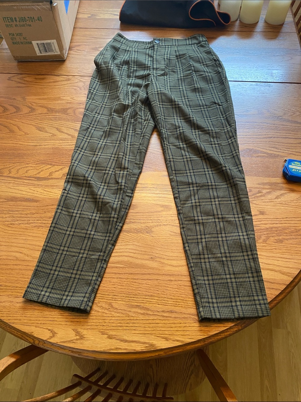 Womens Green Black Plaid Dress Pants - Classic Tailored Fit Sz Small